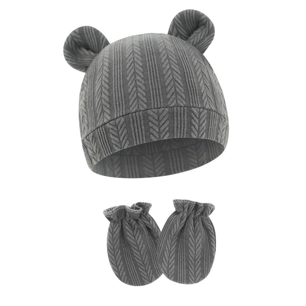 Knitted Bear Ear Earflap Hat Ear Protection Baby Hat Glove Set Fashion Children's Winter Hat  Girls