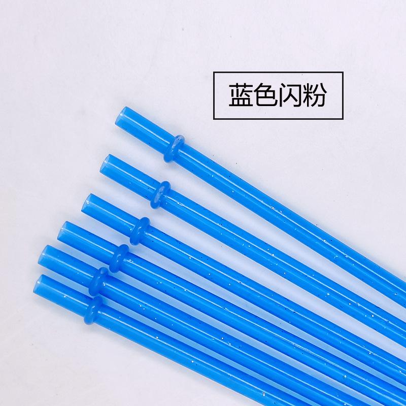 Colorful PP Plastic Sparkling Powder Straw with Ring Reusable Straw Beverage Cup with Buckle Hard Straight Tube