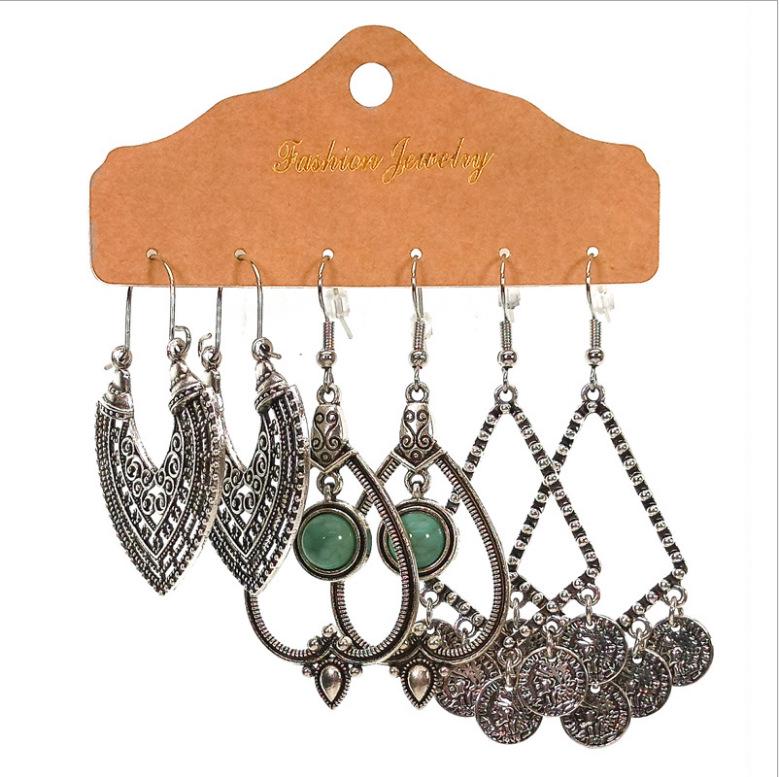 Trendy European & American Tassel & Water Drop Earrings Set