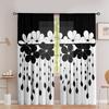 2 pieces of black lotus pattern printed curtains   bedroom and living room   home decoration   room decoration