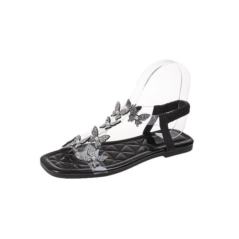 Ladies' Large Size Fashion Slip-On Sandals with Butterfly Pattern