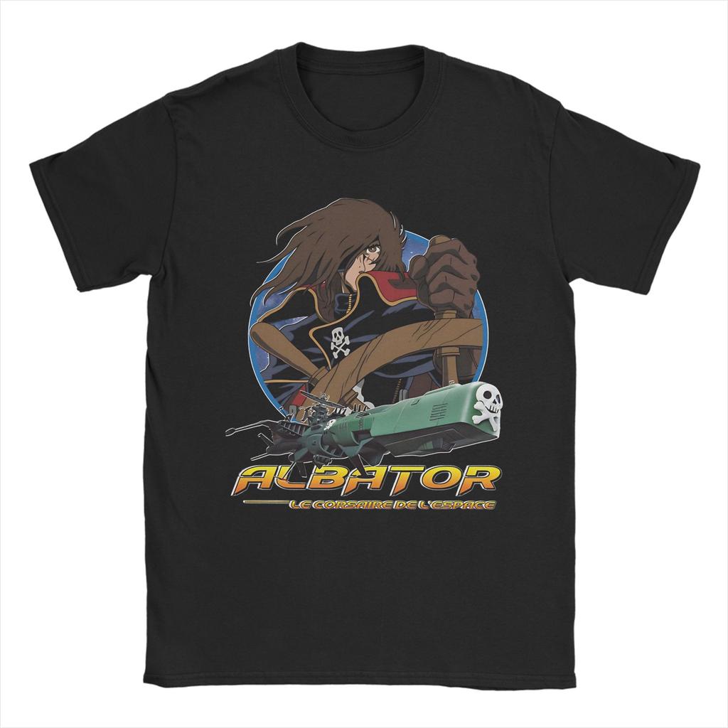 Unisex Women Print Space Pirate Captain Harlock Albator T Shirt Tee 100 Cotton  Tshirts Clothes