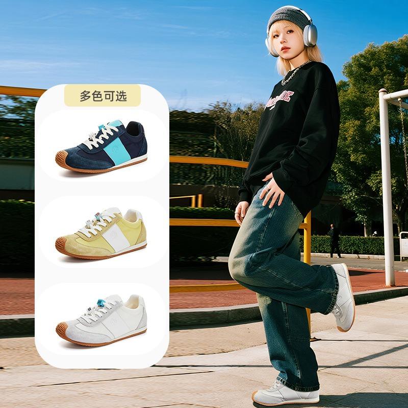 Leather Women's Autumn New Crooked Head Sports Retro Women's Casual Versatile Little White Shoes Women
