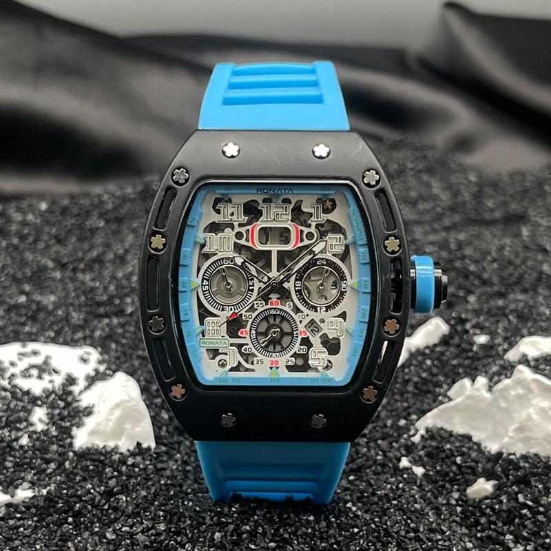 Мужские часы JYL Крутые Многофункциональные Водонепроницаемые Силиконовый Ремешок Light blue черный кожаный жакет