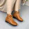 Johnature Retro Short Boots With Side Zipper Genuine Leather Soft Sole Comfortable Women's Shoes