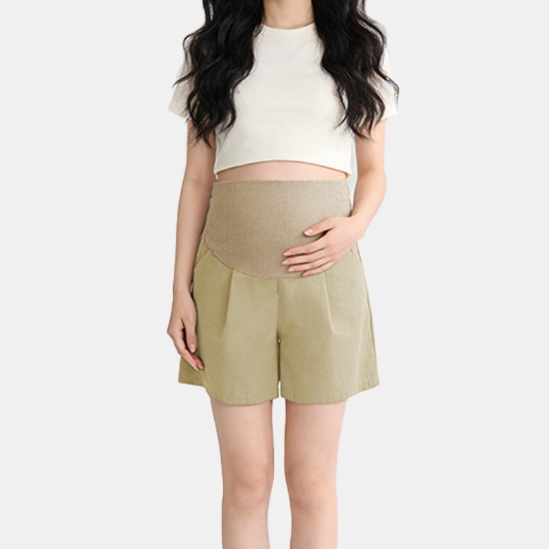 

Maternity Seamless High-Waisted Tummy Support Shorts - Breathable & Comfortable Outerwear M (Up to 110 jin) хаки