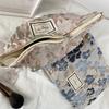 French Embossed Flower Makeup Bag - Large Capacity & Portable Handbag for Casual Use