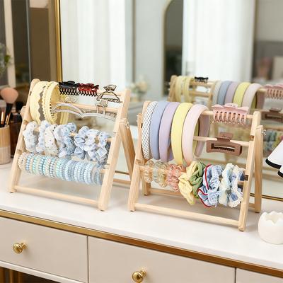 1pc Ladder Style Wooden Hair Accessory Display Rack 3/4 Layers Hair Rope Gripper Bracelet Fashion Accessory Sorting Rack