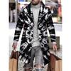 Mens Slim Fit Mid-Length Wool Blend Coat Striped Printed Casual Winter Outerwear 24-35 Years Old