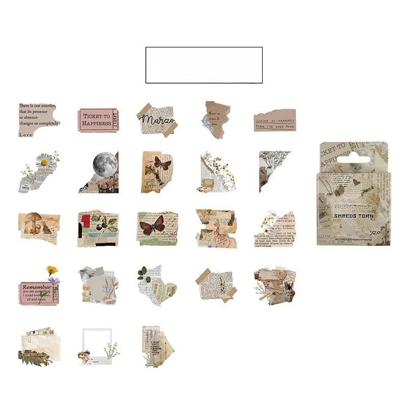 46 Pieces/box Shards Tearing Apart Boxed Stickers Student Stationery Decorative Materials Handmade DIY Decorative Collages