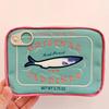 Yousheng Kosmetiktasche mit Sardinenkonserven, großes Fassungsvermögen, Reißverschluss, exquisite Stickmuster, tragbarer Reise-Kulturbeutel, Kosmetik-Organizer