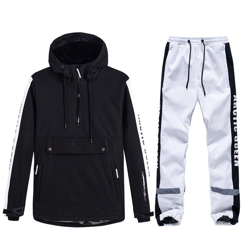 Unisex Couples' Ski Hoodie Set: Warm, Thickened Snowboard Suit for Men and Women.