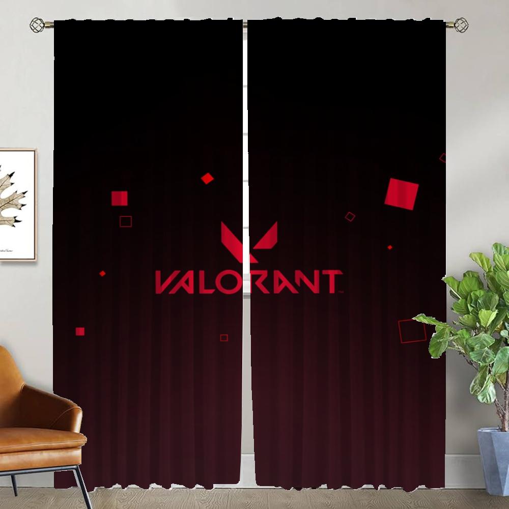 Valorant Window Curtain for Room 2 Panel Curtains Child Room Halloween Decoration Partition Home Interior Curtains Shades Living