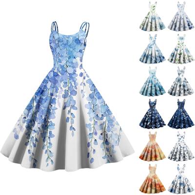 Women's Floral Print Sexy Off-the-shoulder Punk Vintage Dress