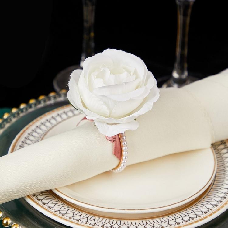Hand Woven Faux Eucalyptuses Leaf Napkin Rings Christmas Flower Napkin Rings for Casual and Dinner Parties