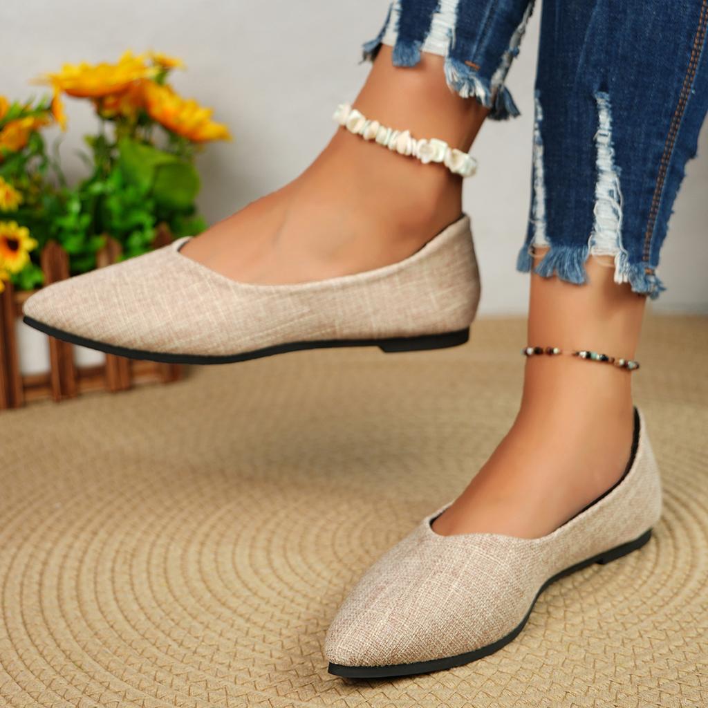 Fashion 2024 Fashion Slip on Loafers Breathable Summer Ballet Shallow Women Soft Bottom Pointed Toe Flats Shoes Big Size Shoes for Women