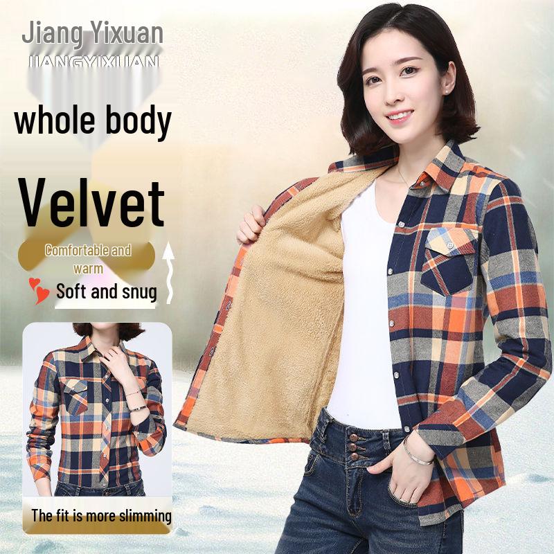 

Женская флисовая куртка в клетку большого размера - Теплая и стройнящая зимняя одежда для женщин среднего и пожилого возраста 2XL (58-65 kg)