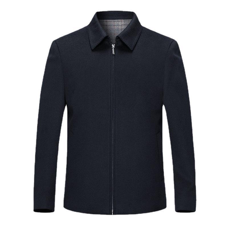 Men's Cashmere Woolen Coat, Middle-aged and Elderly Autumn and Winter New Dad Wear Lapel Thick Jacket