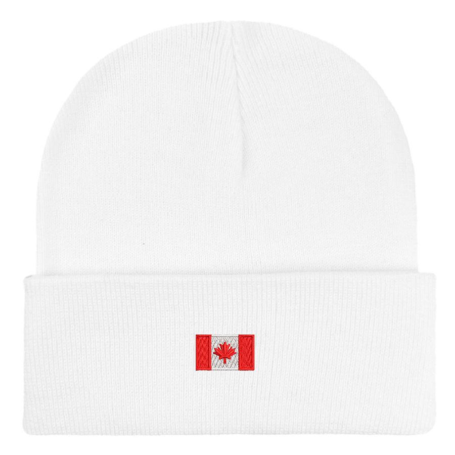 Unisex Beanies Embroidered Canada Flags Knitted Hats Custom Text Winter Thick Caps Men Women Female Caps Warmer Bonnet Hat