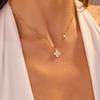 925 Sterling Silver Dainty Lucky CZ Leaf Necklace for Women 14k Gold Plated Flowers Elegant Pendant Necklace Wedding Jewelry