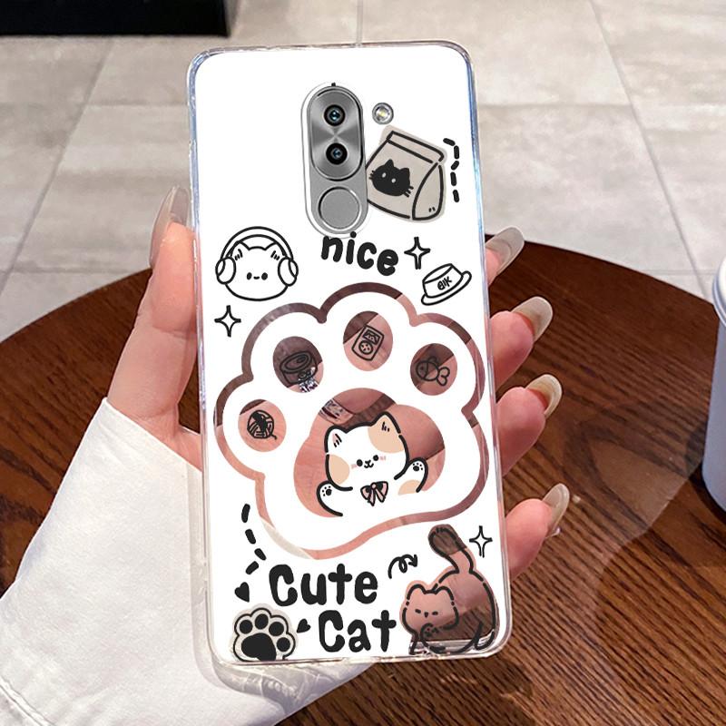 Jelly Casing For Huawei GR5 2017 / Mate 9 Lite / Honor 6X Clear Silicone Soft TPU Back Cover Cute Cat Rabbit Heart Phone Case