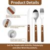 4-Piece Wood Flatware Set Premium 18/8 (304) Stainless Steel Cutlery Set Wooden Dinner Knife Dinner Fork DinnerSpoon Set