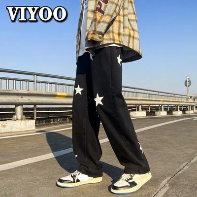 Pánské Y2K Módní Trend Oblečení Potištěné Baggy Rovné Vintage Kalhoty Džíny Pro muže Běžné Denim Kalhoty Streetwear Pánské tepláky