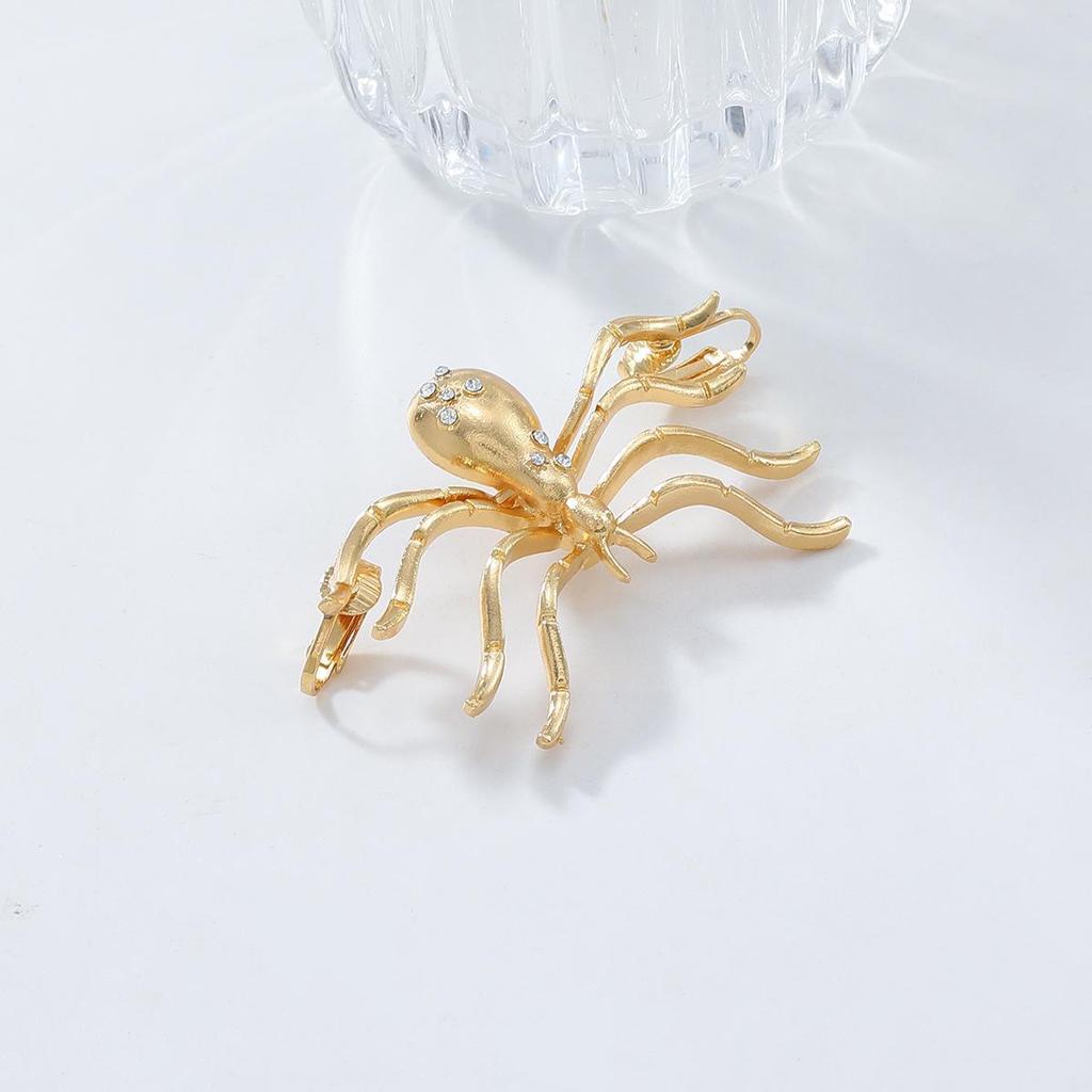 Exaggerated Gold Alloy Spider Pendant Necklace, Ring, Brooch, and Earrings Set