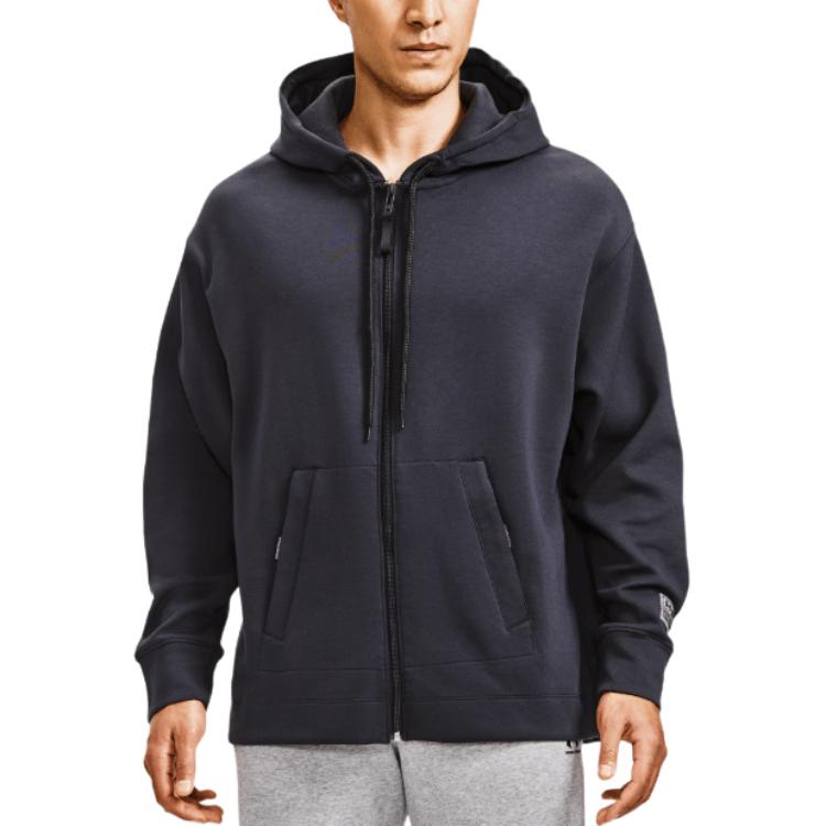 Under Armour Sweatshirts Men's Black Hooded Moderate Cardigan 1379051-001