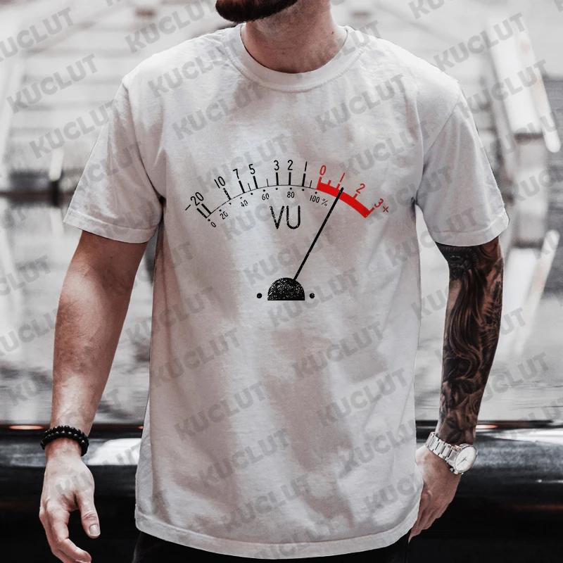 Vintage VU Meter Print Men Street T-Shirts Summer Men's T Shirt Clothing Oversized Men High Quality Tshirt Graphic T Shirts