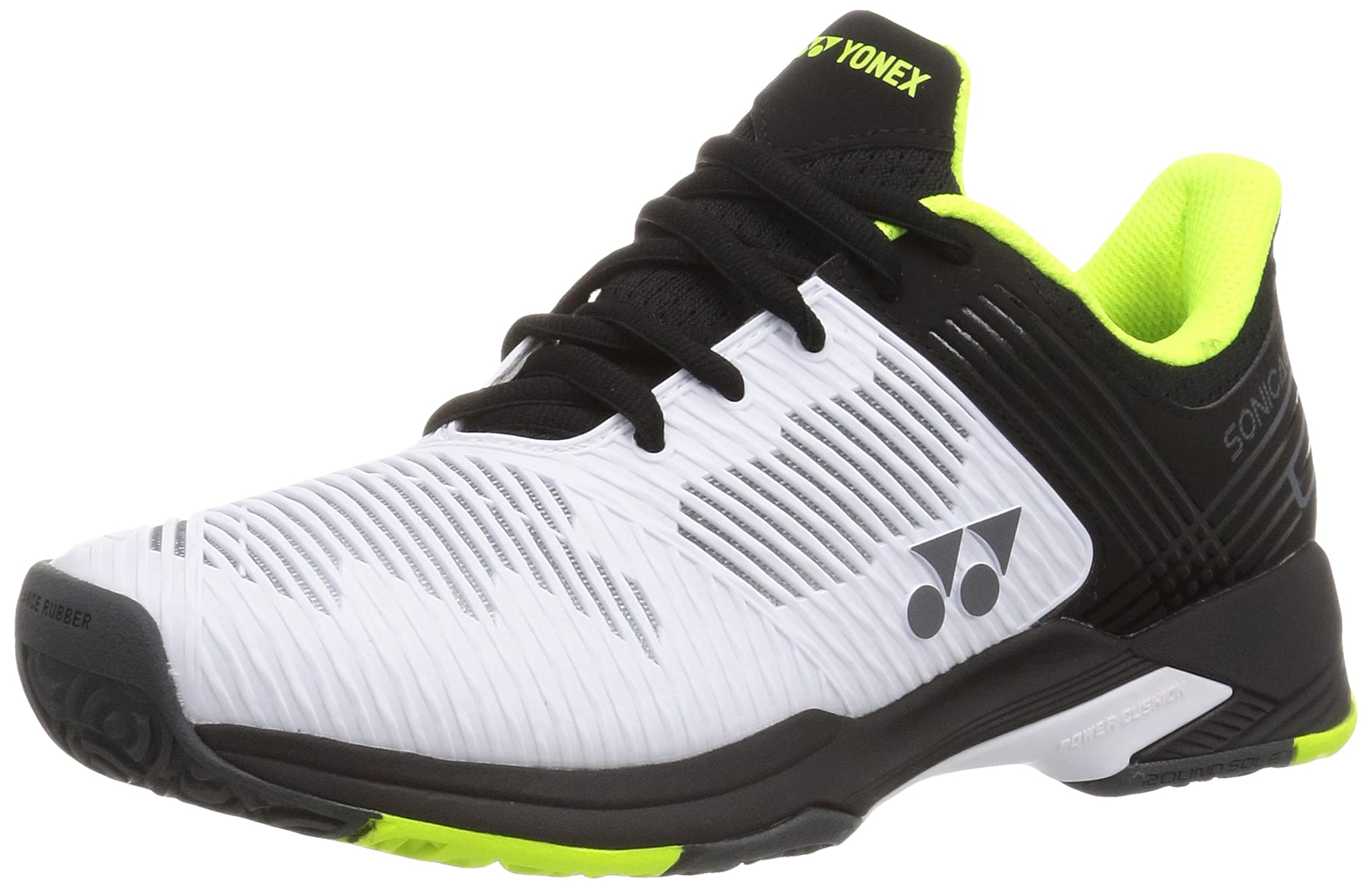

Теннисные кроссовки Yonex Power Cushion Sonicage 2MGC GC для грунтовых и всепогодных кортов, бело-лаймово-желтые, размер 23,5 см