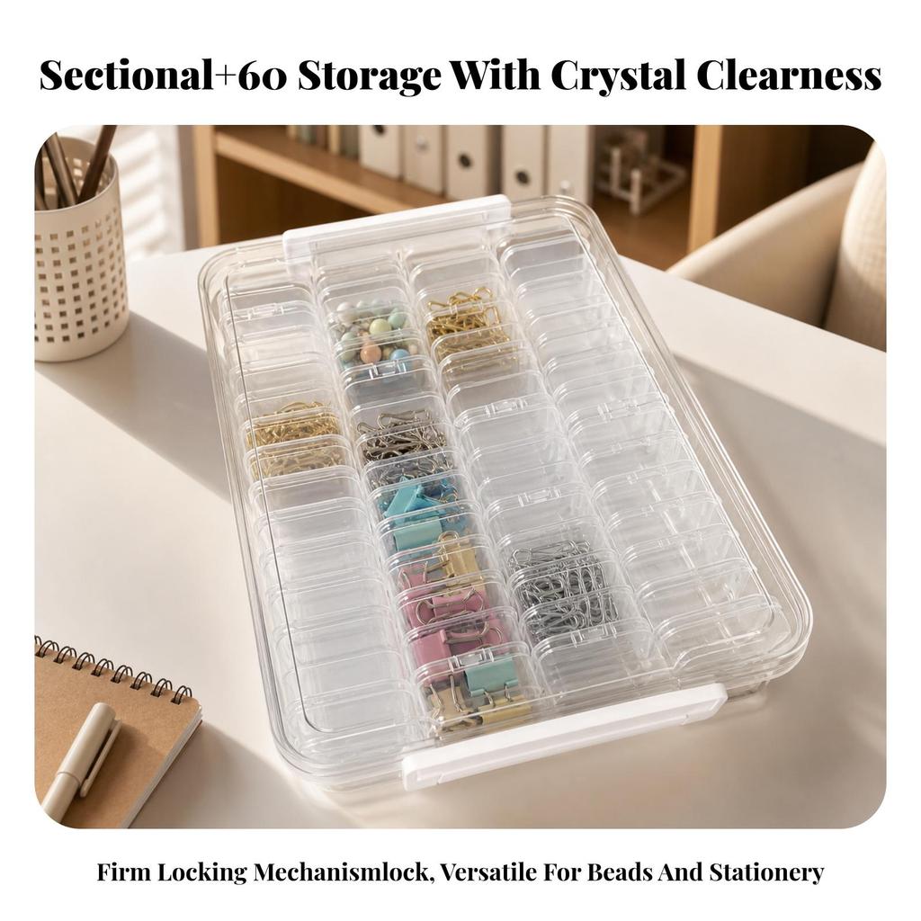 Craft Organizer with Small Bottles Transparent Box Clear for Crafters