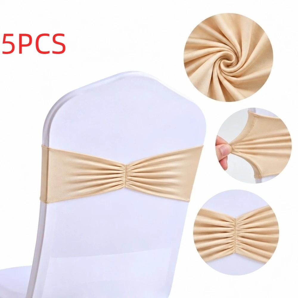 5pcs No Tie Chair Sashes Spandex Material Spandex Chair Sashes Chair Cover Decor Bands For Wedding