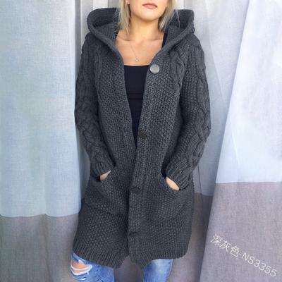 Damen Herbst und Winter Langarm Kapuzen-Cardigan Mantel Lässig Street Kapuzenpullover Mantel Extra Groß