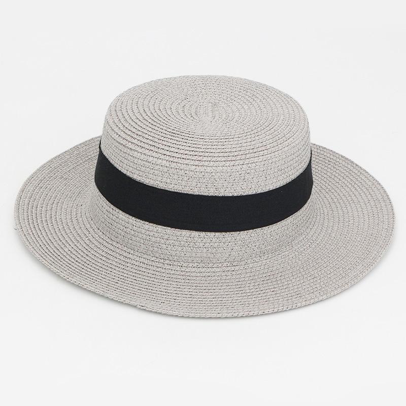 20 Color Square Buckle Round Straw Hat Summer Travel Sunshade Breathable Cap