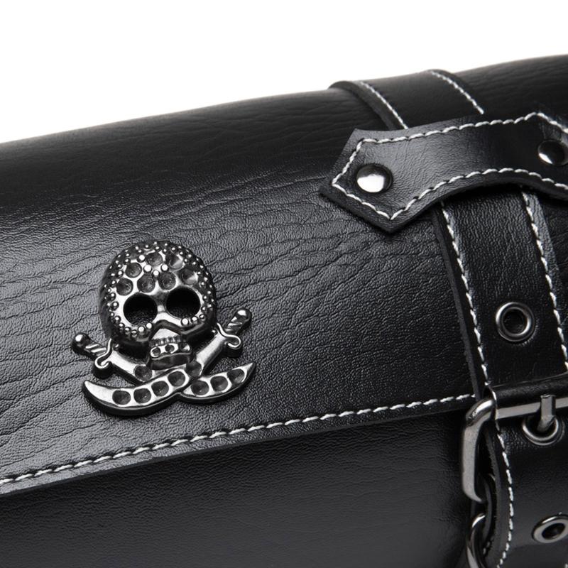 Motorcycle Saddlebag Vintage Tool Bag Skull Pattern PU Storage Pouch Front Fork Handlebar Bag Tool Bag