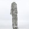 Womens Zebra Print Casual Streetwear Two-Piece Set Loose Fit Long Sleeve Top Straight Leg Pants