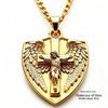European & American Rhinestone Angel Wing Shield Pendant Hip Hop Necklace Jewelry