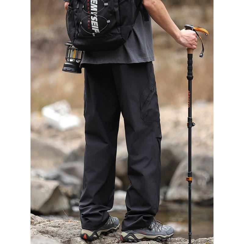 Wassup Outdoor Ice Silk Sports Parachute Cargo Pants for Men, Summer Multi-Pocket Lightweight Casual Straight-Leg Long Pants