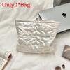 Pu Heart Handheld Makeup Bag With Geometric Pattern For Daily Use