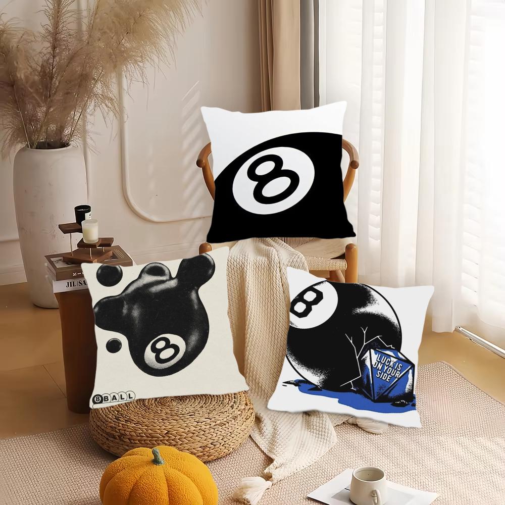 Black Ball 8 Cushion Cover Silky Short Plush Double-Sided Printed Pillow Case For Sofa All Seasons Home Decor Gift
