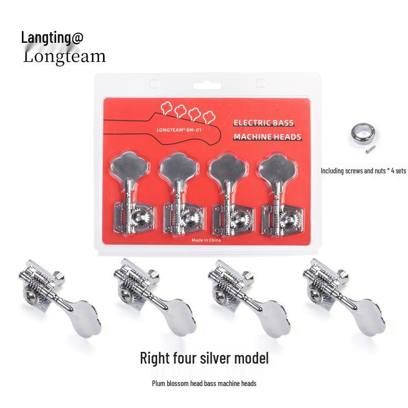 

Black & Silver 4-Piece Open-Back Bass Tuning Pegs 4-piece Right серебряный