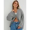 TIFICY Women's Fashion Casual Fall Winter Solid Color Print Long Sleeve V-Neck Sweaters