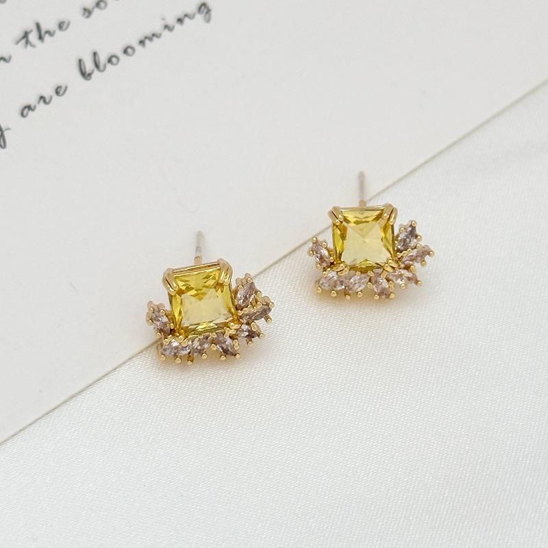 Summer Women S High-End Earrings Light Luxury Color Zircon Women S Stud Earrings
