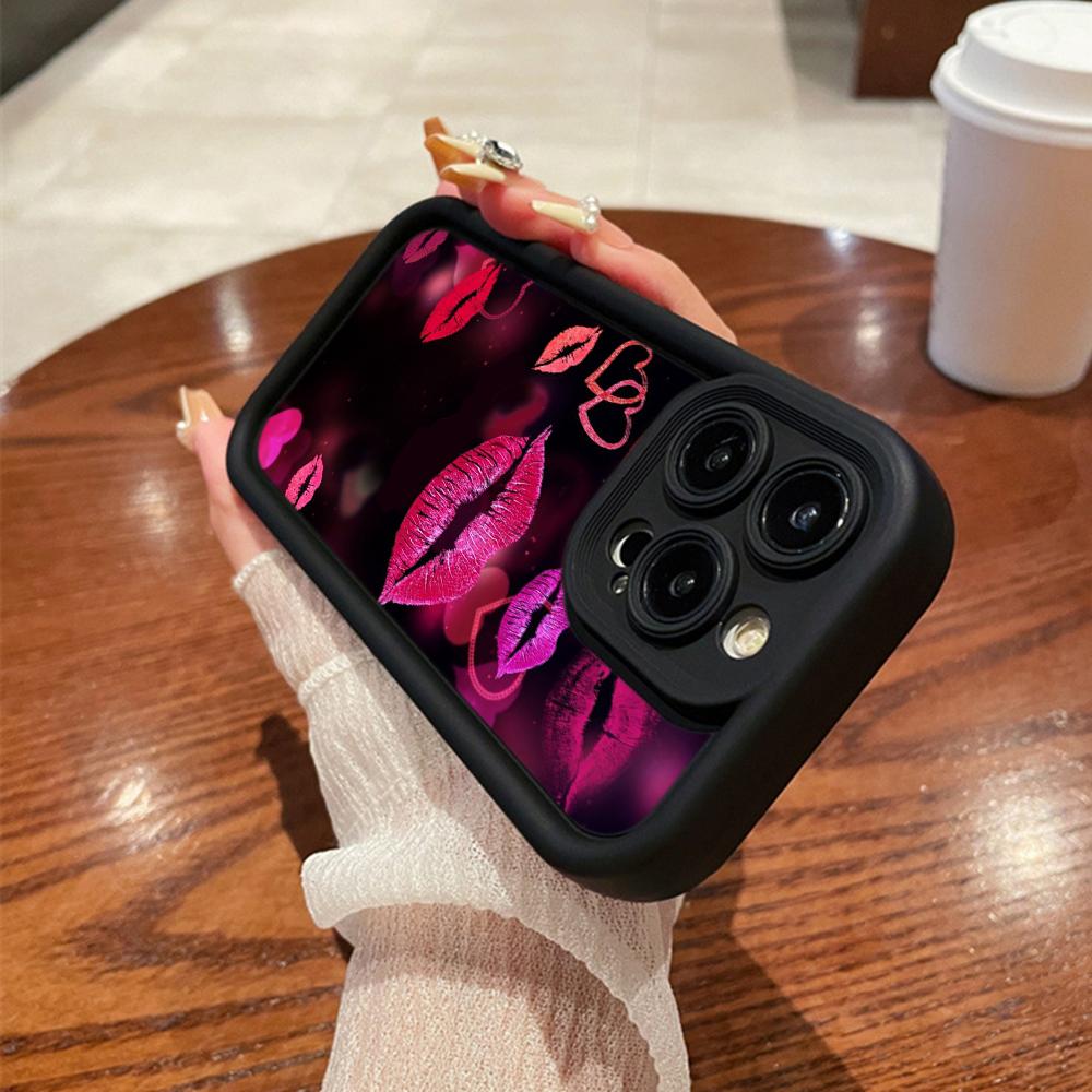 LZ23 Lips Kiss Heart Design Art Silicone Phone Case for Samsung A15 A35 S24 S23 Ultra S22 S21 S20 FE A05 A06 A54 A55 A53 A14 M15 Shockproof Back Cover