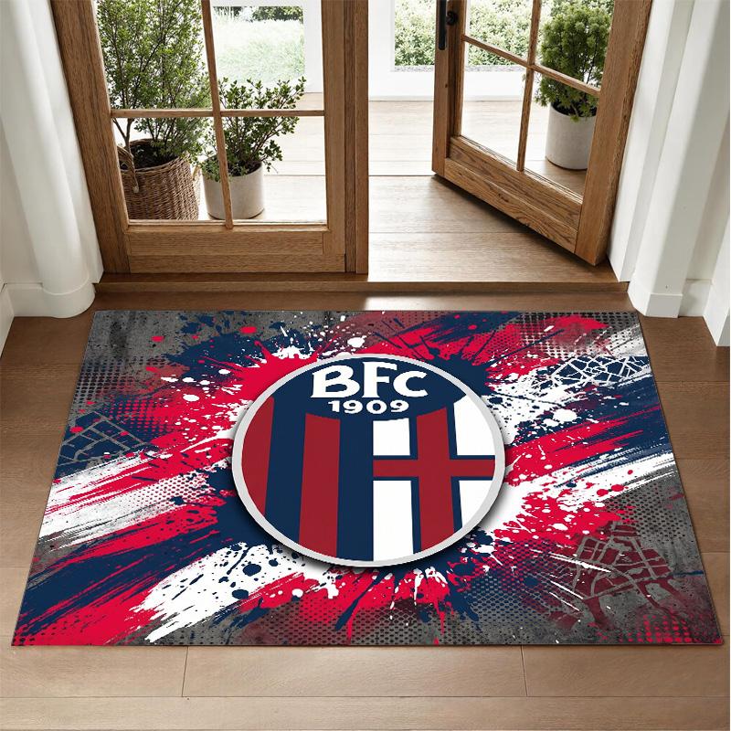 Bologna FC Design Crystal Velvet Rug Soft Decorative Mat for Bedroom Entrance