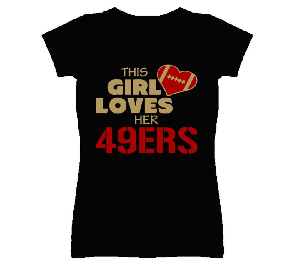 This Girl Loves Her 49ers Football T Shirt - San Francisco 49ers Team Colors XL
