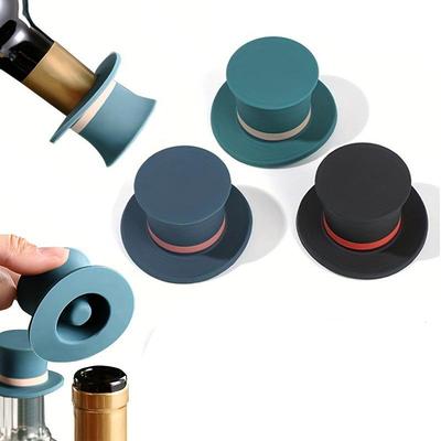 1/3Pcs Magic Hat Silicone Wine Stopper Reusable Dustproof Bottle Seal Corkscrew For Freshness Home Bar Christmas Party Use