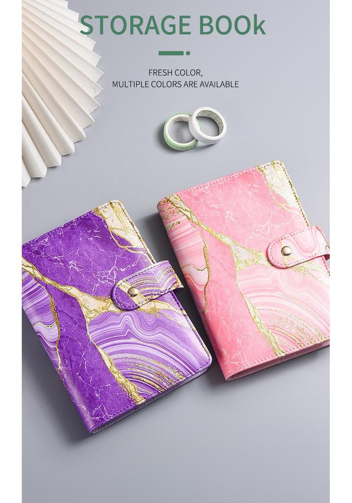Cross-border Exclusive A6 Gold Foil Macaron PU Leather Hobonichi-Style Budget & Event Planner Notebook