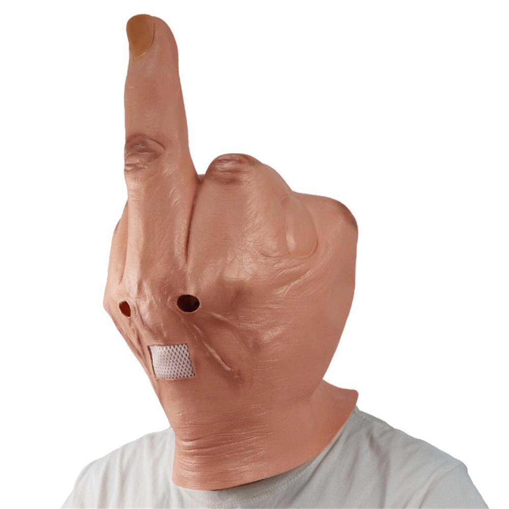 Latex Mask Eye-catching Middle Finger Latex Mask Fashionable Novelty Headgear Performance Props Unique Latex Finger Mask